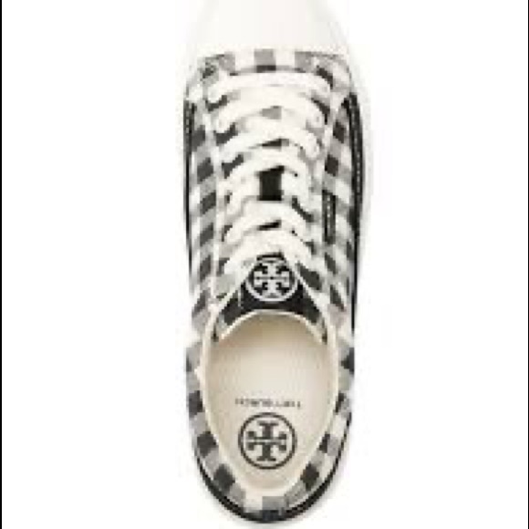 Tory Burch Classic court sneaker black gingham / perfect black size 9.5 - Picture 6 of 12